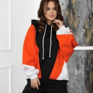 купить Худи ISSA PLUS 12261 XXL Черный/Оранжевый (issa2000617691040)