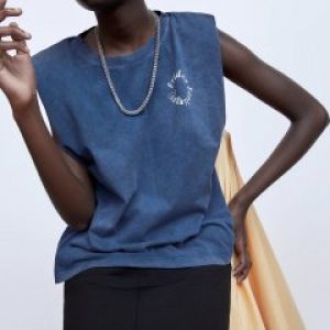 купить Футболка Zara 1165/651/400 S Синяя с принтом (SZ01165651400025)