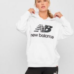 купить Худи New Balance NB Ess Stacked Logo Ovrszd WT03547WK XS Белое (195173323596)