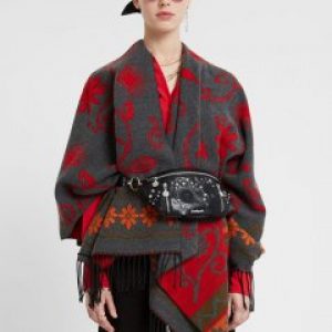 купить Пончо Desigual 19WAIA02-2054 U Серое с принтом (8434486864535)
