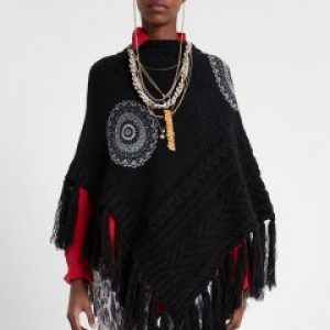 купить Пончо Desigual 19WAIF10-2000 U Черное с принтом (8434486869875)